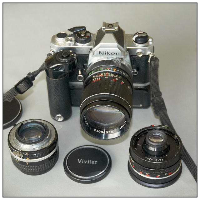 Vivitar lens with T4-Nikon adapter on Nikon FM